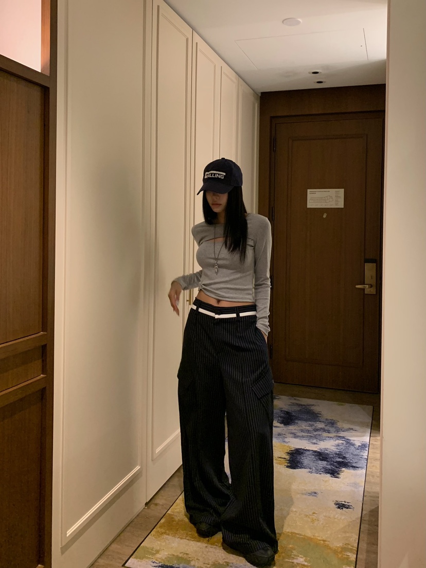 BADCALM東大門實拍女裝新款推薦時尚休閑真品休閑褲工裝褲BADCALM休閑褲