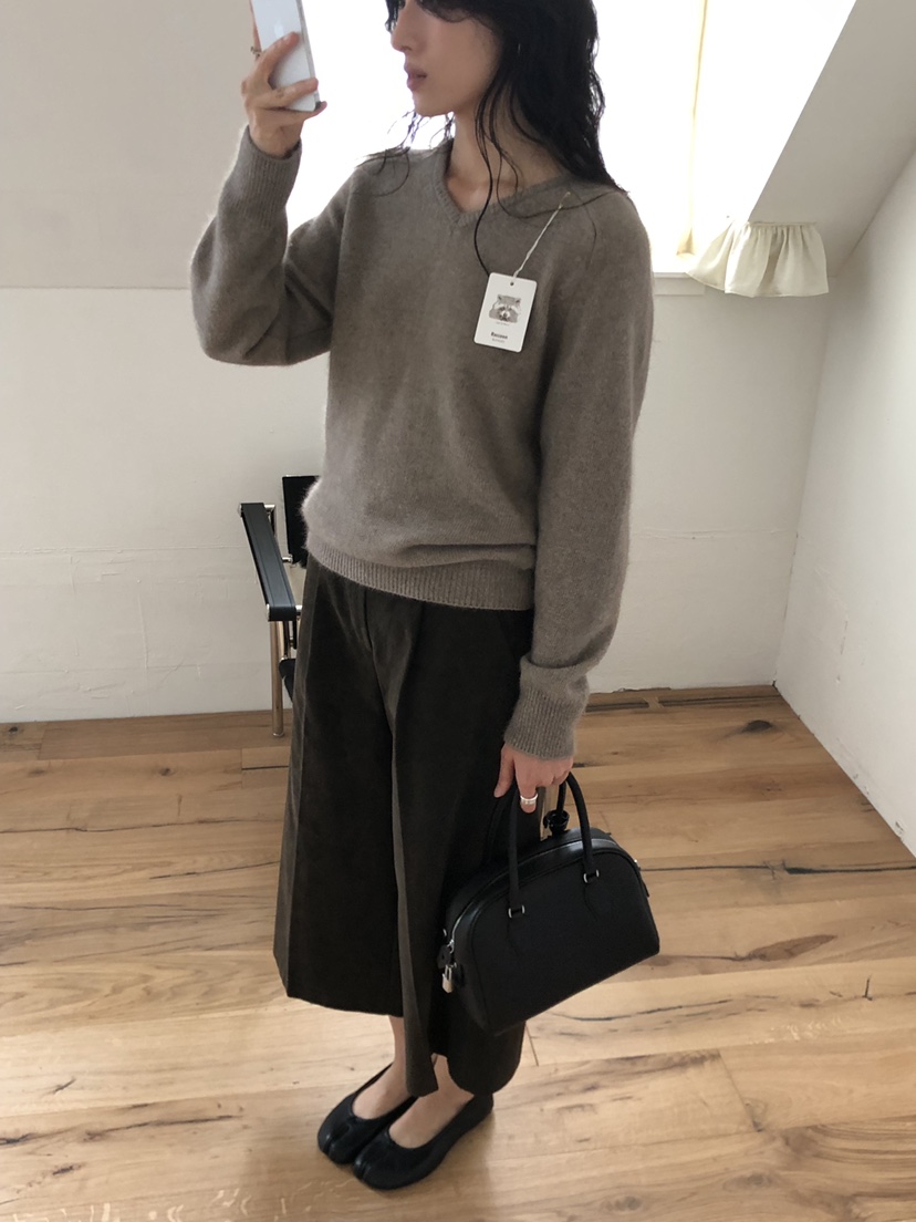 LE VASE東大門實拍女士新款休閑人氣時尚熱賣針織衫V領浣熊LE VASE針織衫