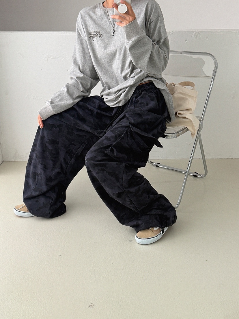 OKIE東大門直郵女士新品熱賣推薦時尚休閑真品休閑褲迷彩OKIE休閑褲