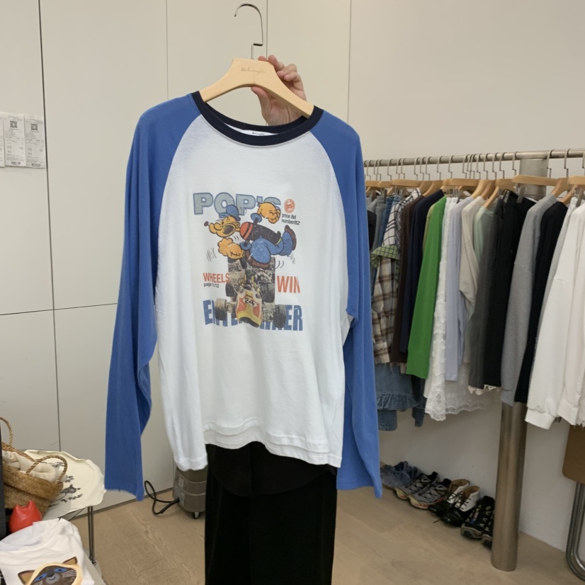 DOHWAJI韓國代購女士新品休閑時尚長袖T恤大力水手撞色蕾絲DOHWAJI長袖T恤圖色1
