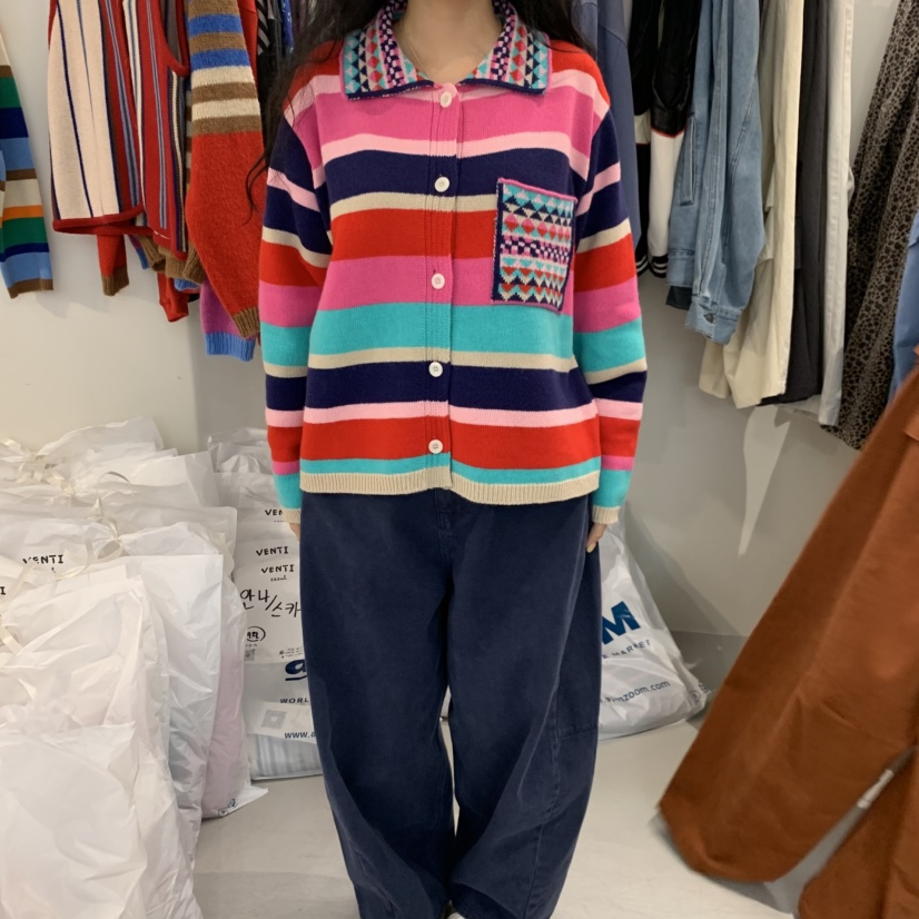 VENTI東大門直郵女裝新品時尚推薦人氣熱賣真品衛衣提花條紋VENTI衛衣圖色2