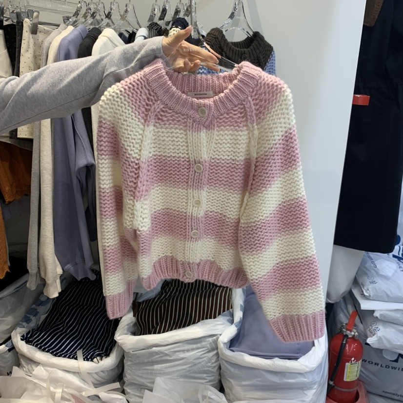 RIVEROOM韓國代購女裝新品推薦真品時尚熱賣休閑毛衣開衫RIVEROOM毛衣圖色1