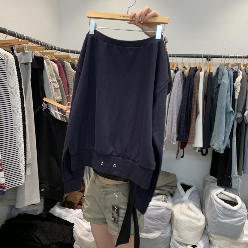ALMOND PEPE東大門直郵女士新品時尚休閑推薦真品熱賣衛衣ALMOND PEPE衛衣圖色2深藍色