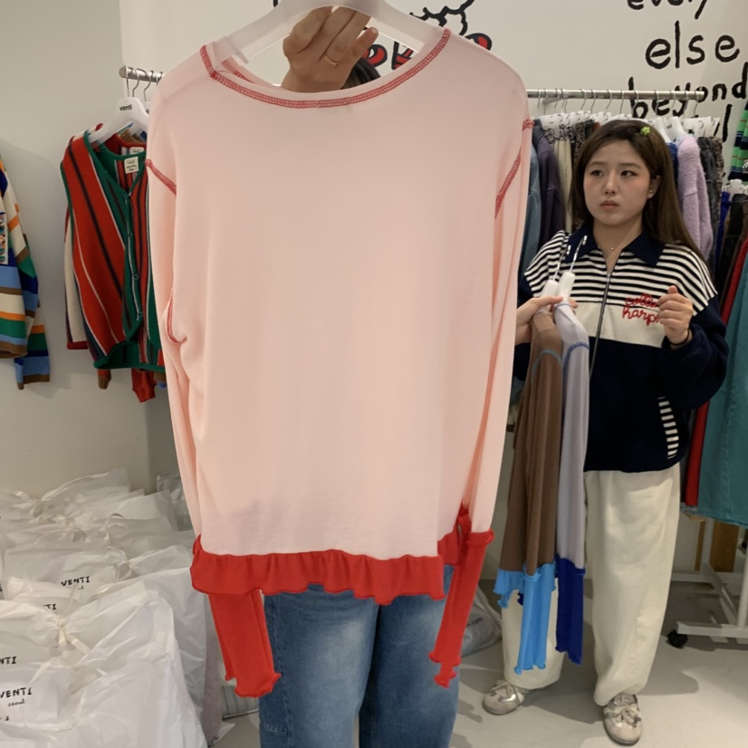 VENTI韓國代購女裝新款人氣熱賣推薦真品休閑長袖T恤羅紋VENTI長袖T恤