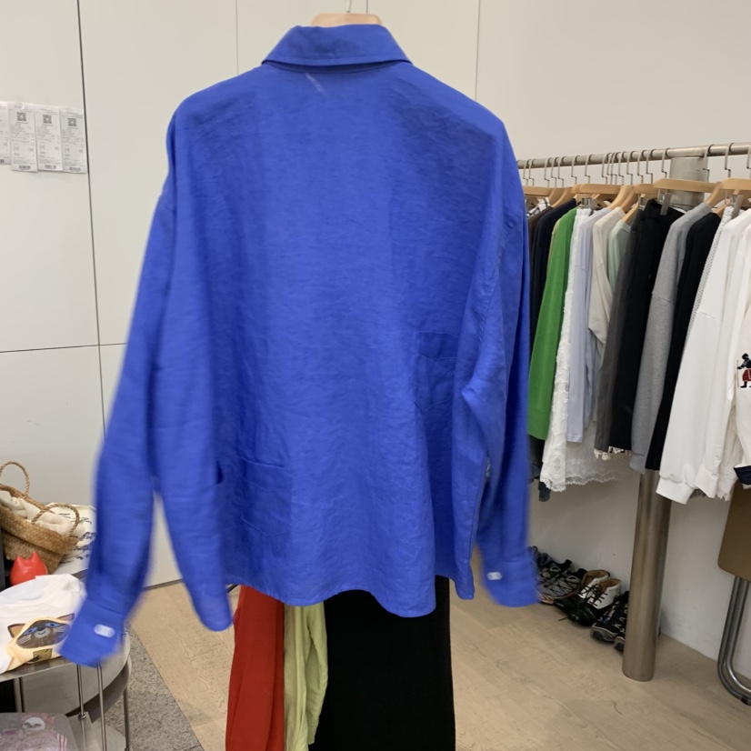 DOHWAJI東大門實拍女士新品真品熱賣襯衫蕾絲衫水洗亞麻口袋DOHWAJI襯衫/蕾絲衫