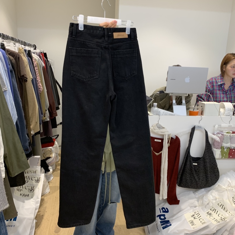 RUMIRU/AWEAR東大門代購女士新品熱賣推薦時尚牛仔褲黑色awear/RUMIRU牛仔褲