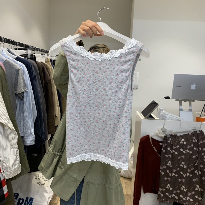 RUMIRU/AWEAR東大門代購女裝新款真品吊帶背心蕾絲花花朵無袖awear/RUMIRU吊帶/背心