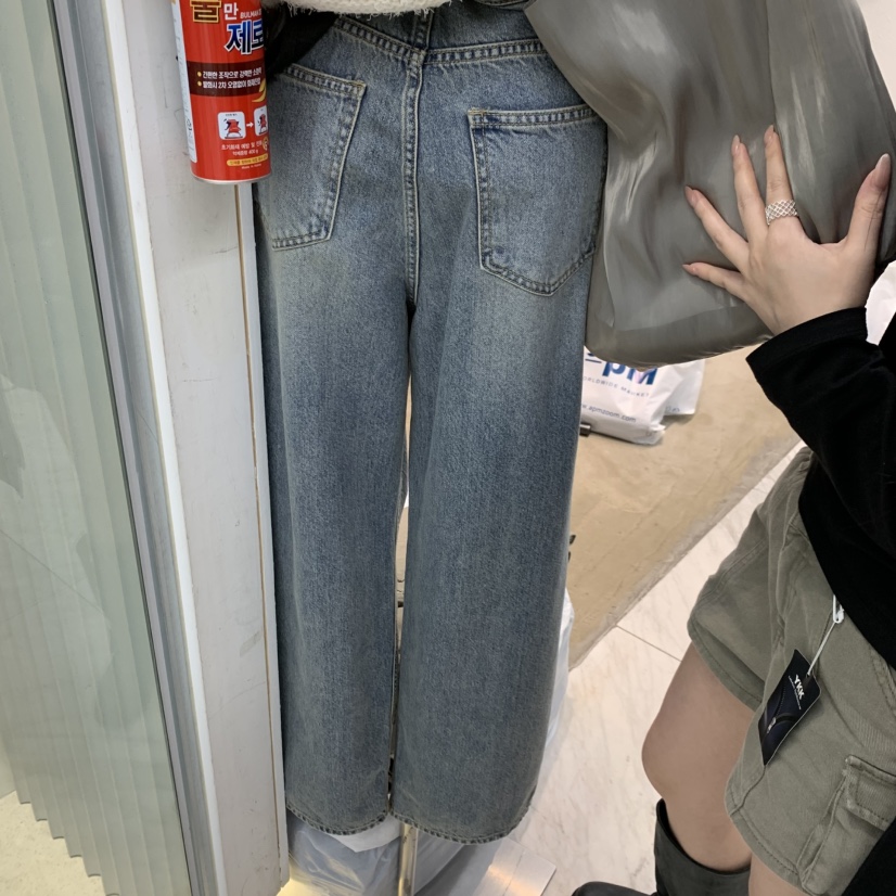 ALMOND PEPE韓國代購女裝新款時尚真品推薦人氣休閑牛仔褲ALMOND PEPE牛仔褲
