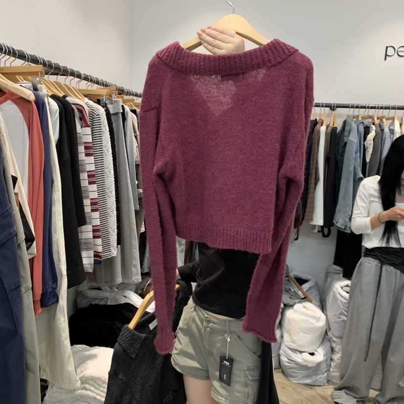 ALMOND PEPE韓國代購女裝新品推薦時尚人氣開衫羊駝毛開衫ALMOND PEPE開衫