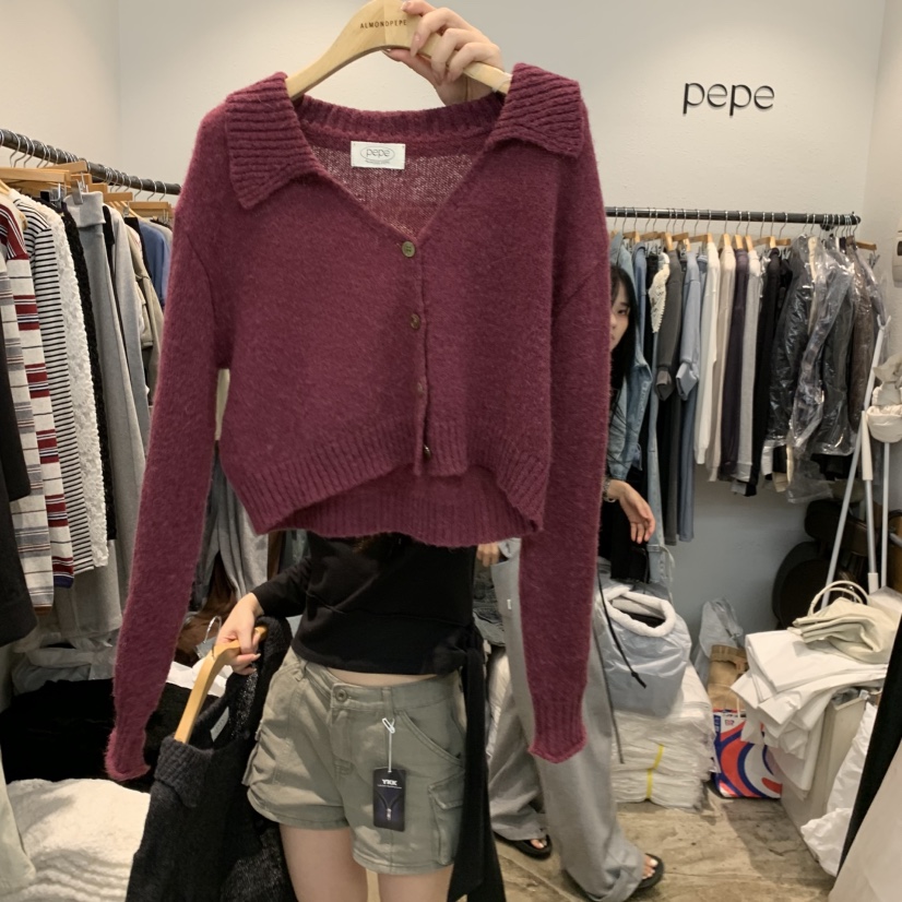 ALMOND PEPE韓國代購女裝新品推薦時尚人氣開衫羊駝毛開衫ALMOND PEPE開衫圖色2