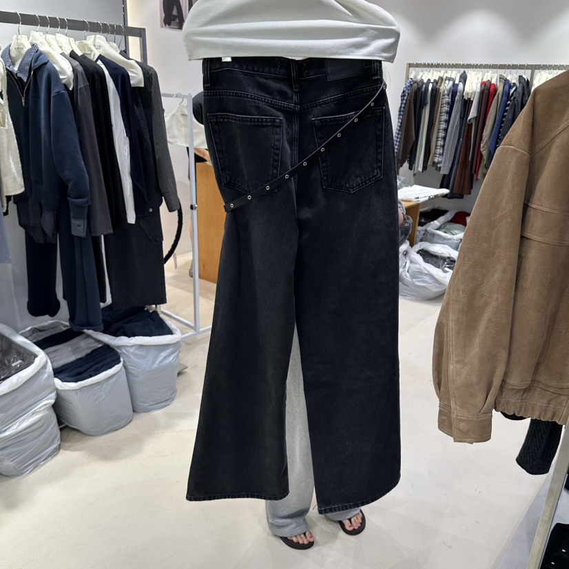 HELVETICA PLUS東大門代購女裝新品休閑牛仔褲不含腰帶黑色HELVETICA牛仔褲
