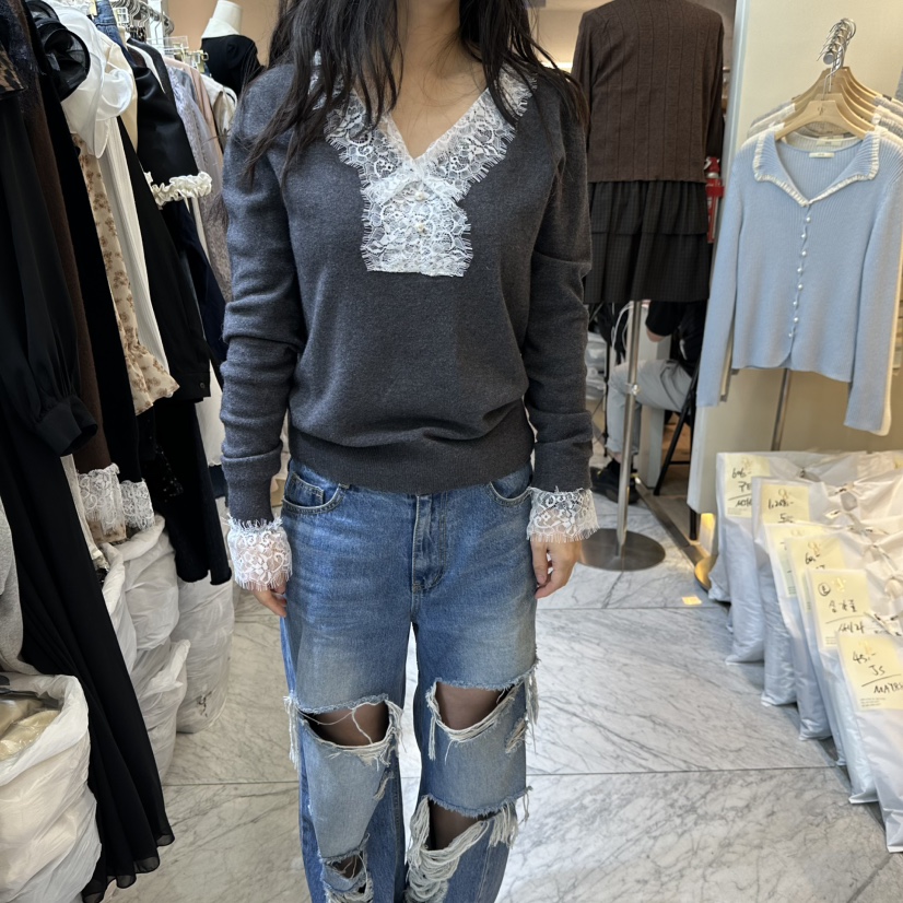 CHEAP-CHIC東大門實拍女裝新款真品時尚推薦休閑針織衫蕾絲CHEAP-CHIC/CHARLES THE SECOND針織衫圖色3