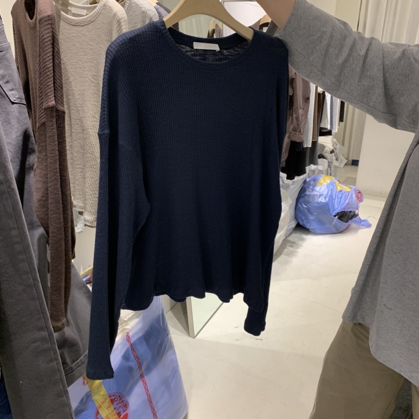 TALK TALK東大門代購女士新款時尚熱賣真品休閑人氣長袖T恤TALK TALK長袖T恤圖色2深藍色