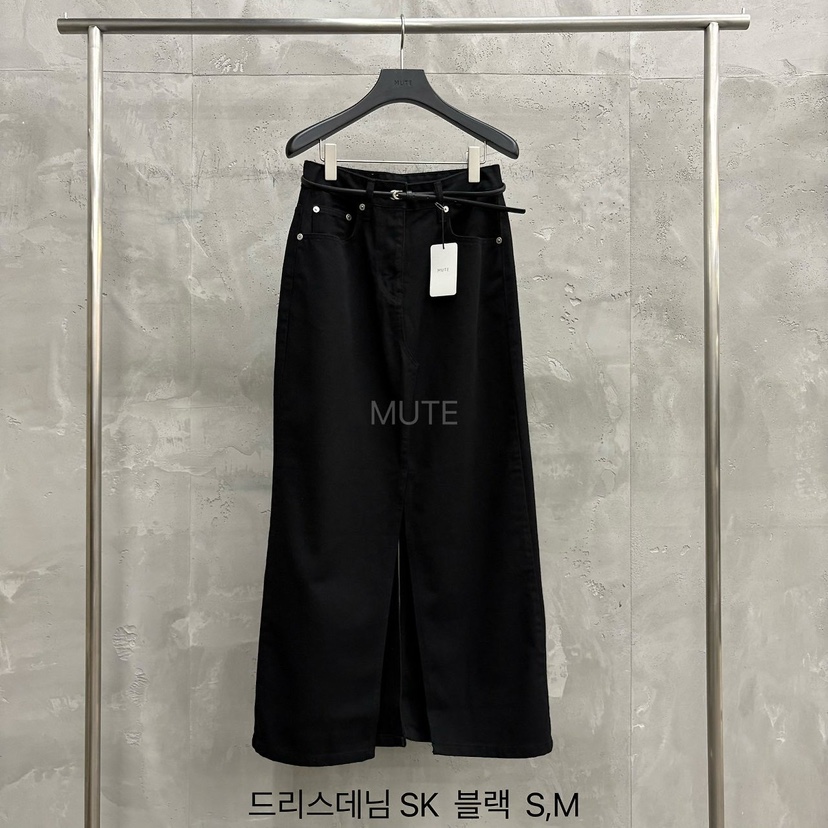 MUTE-P東大門代購女裝新品休閑推薦熱賣時尚人氣長裙含腰帶MUTE長裙圖色3黑色