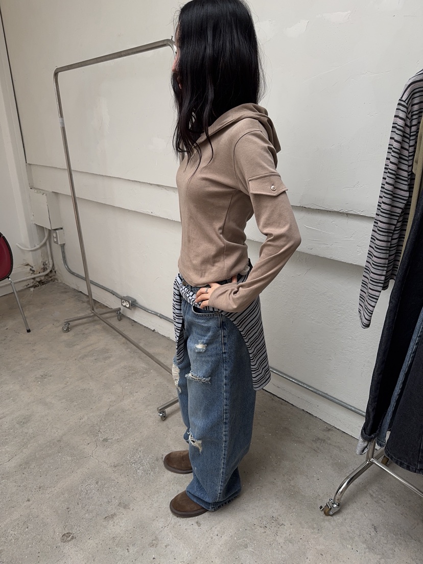 SUNDER MARKET東大門實拍女裝新品真品人氣休閑時尚長袖T恤SUNDER MARKET長袖T恤