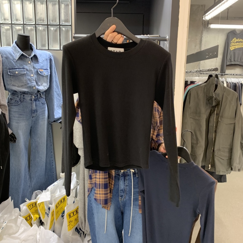 STAR-L東大門代購女士新品真品休閑熱賣人氣推薦長袖T恤STAR-L長袖T恤圖色4黑