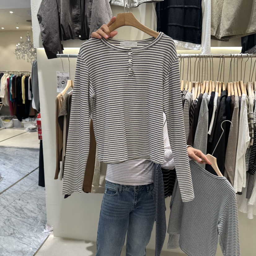 HIP.TIQUE東大門實拍女士新品休閑時尚熱賣真品人氣長袖T恤HIP.TIQUE長袖T恤圖色3白色條紋