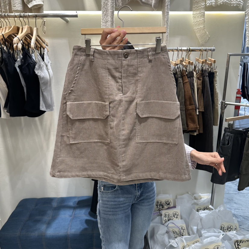 HIP.TIQUE韓國代購女士新品人氣半身裙中短裙燈芯絨口袋HIP.TIQUE半身裙/中短裙圖色1