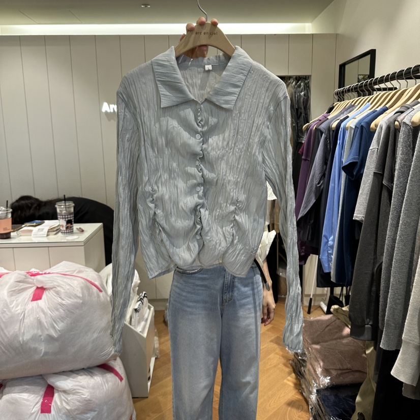 ARC東大門實拍女裝新款休閑真品推薦人氣熱賣襯衫蕾絲衫褶皺arc en ciel襯衫/蕾絲衫圖色2