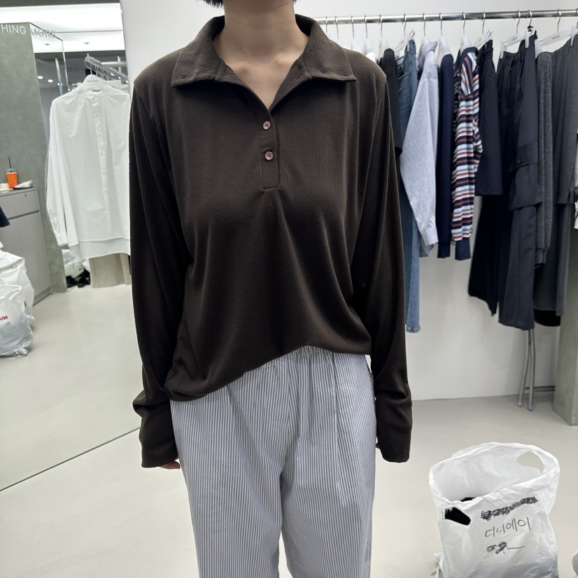 NOTHING MORE東大門代購女士新品推薦熱賣襯衫蕾絲衫羅紋NOTHING MORE襯衫/蕾絲衫圖色3棕色
