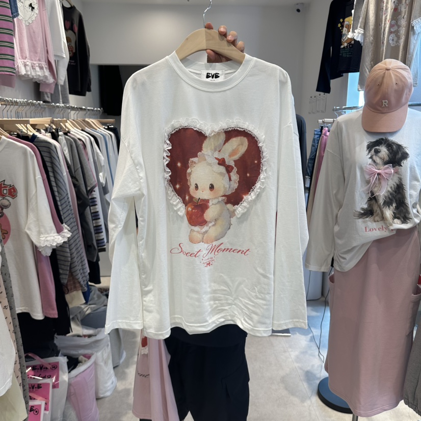 EVE韓國代購女裝新品休閑時尚真品推薦熱賣人氣長袖T恤兔子EVE長袖T恤圖色1
