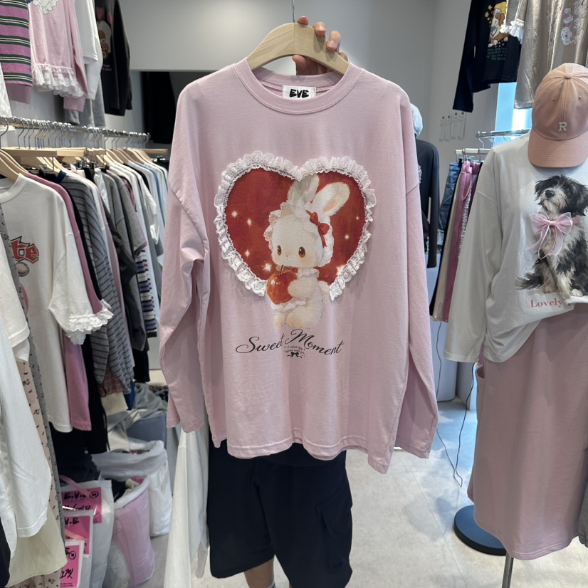 EVE韓國代購女裝新品休閑時尚真品推薦熱賣人氣長袖T恤兔子EVE長袖T恤圖色2