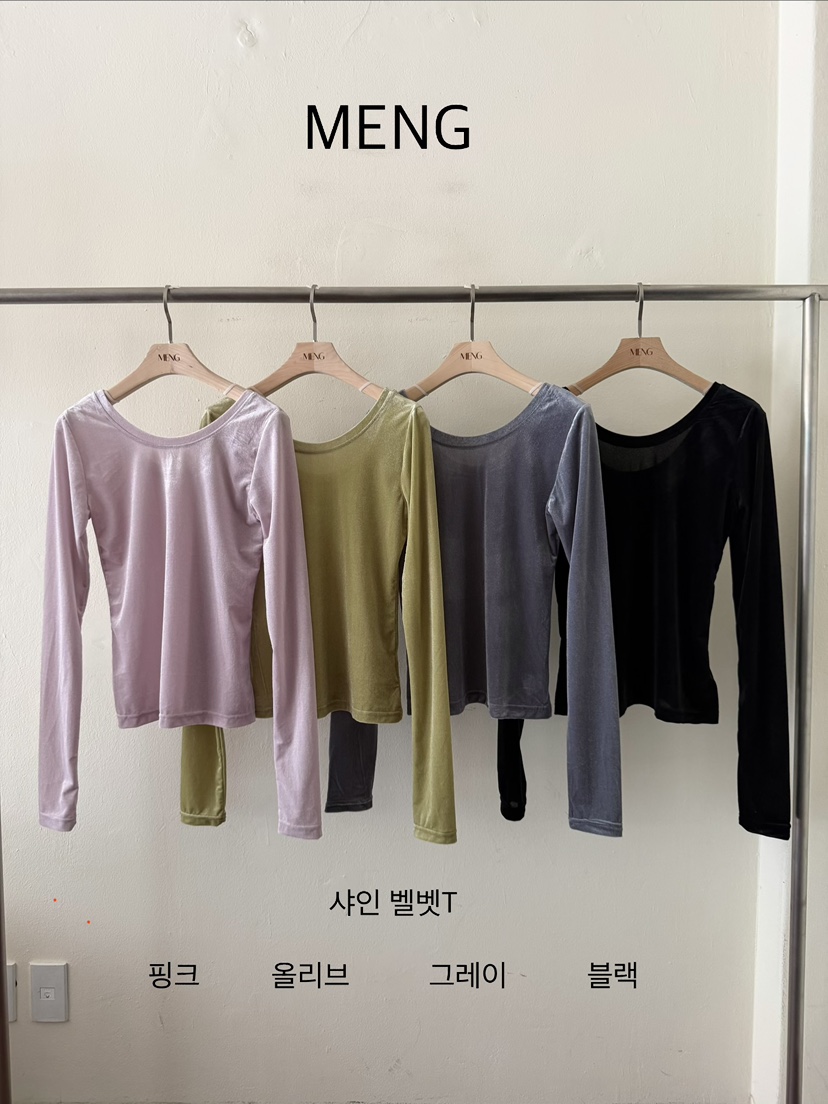 MENG/MING韓國直郵女裝新款熱賣真品時尚推薦長袖T恤絲絨MENG/MING長袖T恤