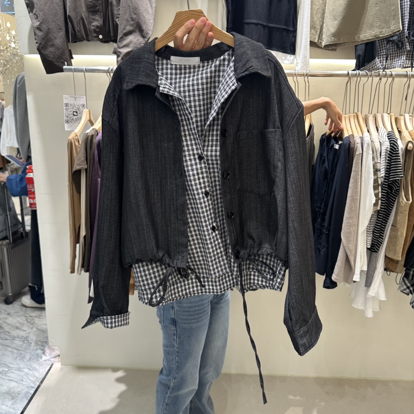 HIP.TIQUE韓國直郵女士新品熱賣時尚推薦休閑夾克假兩件HIP.TIQUE夾克圖色2黑色