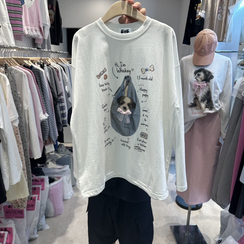EVE韓國直郵女裝新款休閑推薦時尚人氣真品熱賣長袖T恤口袋EVE長袖T恤圖色2