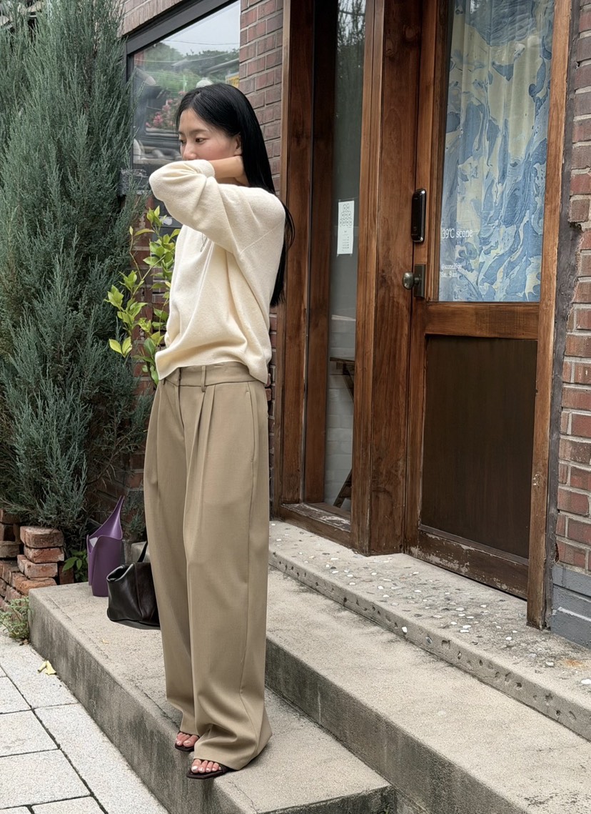 AMY GRACE-A東大門代購女裝新品推薦休閑休閑褲褶裥經典AMY GRACE休閑褲