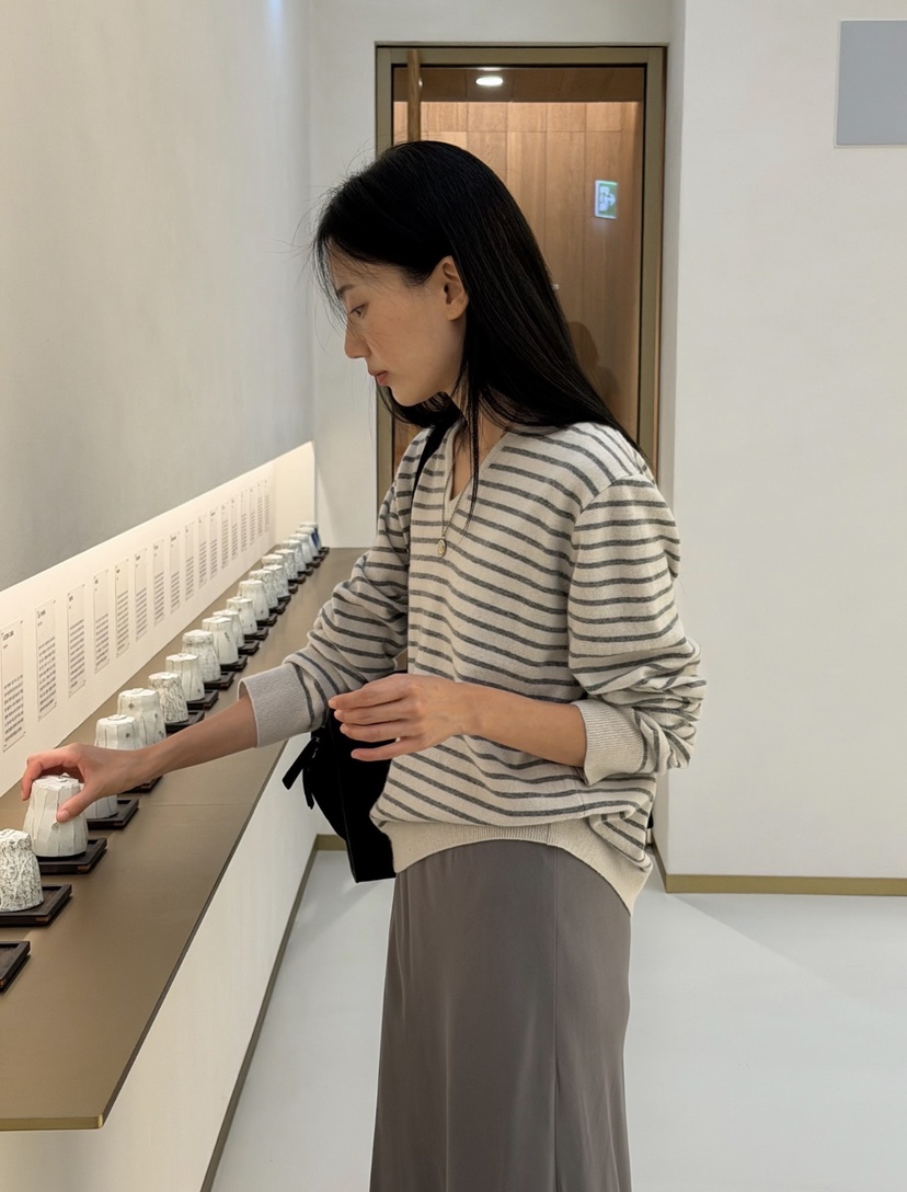 AMY GRACE-A東大門實拍女士新品真品人氣熱賣針織衫條紋AMY GRACE針織衫