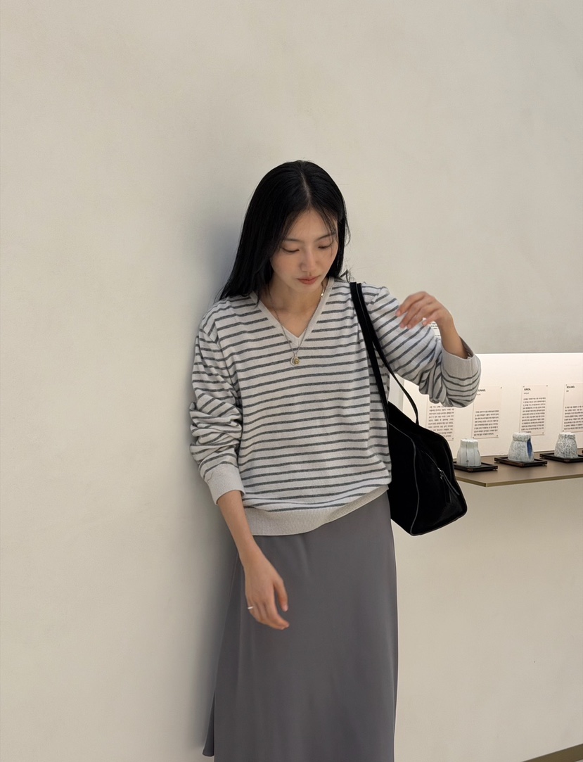 AMY GRACE-A東大門實拍女士新品真品人氣熱賣針織衫條紋AMY GRACE針織衫