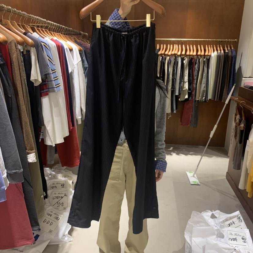 HEBON東大門代購女士新品熱賣推薦真品時尚人氣休閑褲羊毛HEBON休閑褲圖色2深藍色條紋