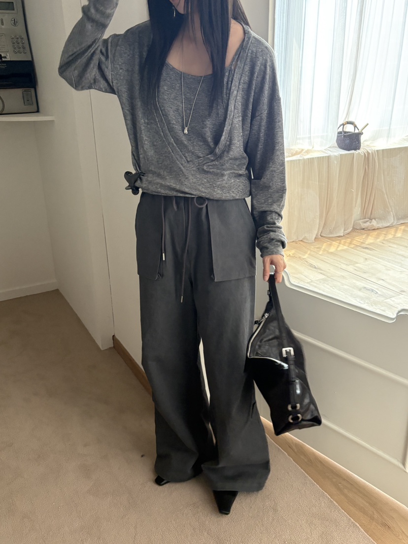 Verbena韓國代購女裝新款時尚人氣熱賣休閑休閑褲口袋復古Verbena休閑褲