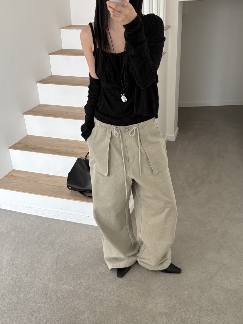 Verbena韓國代購女裝新款時尚人氣熱賣休閑休閑褲口袋復古Verbena休閑褲
