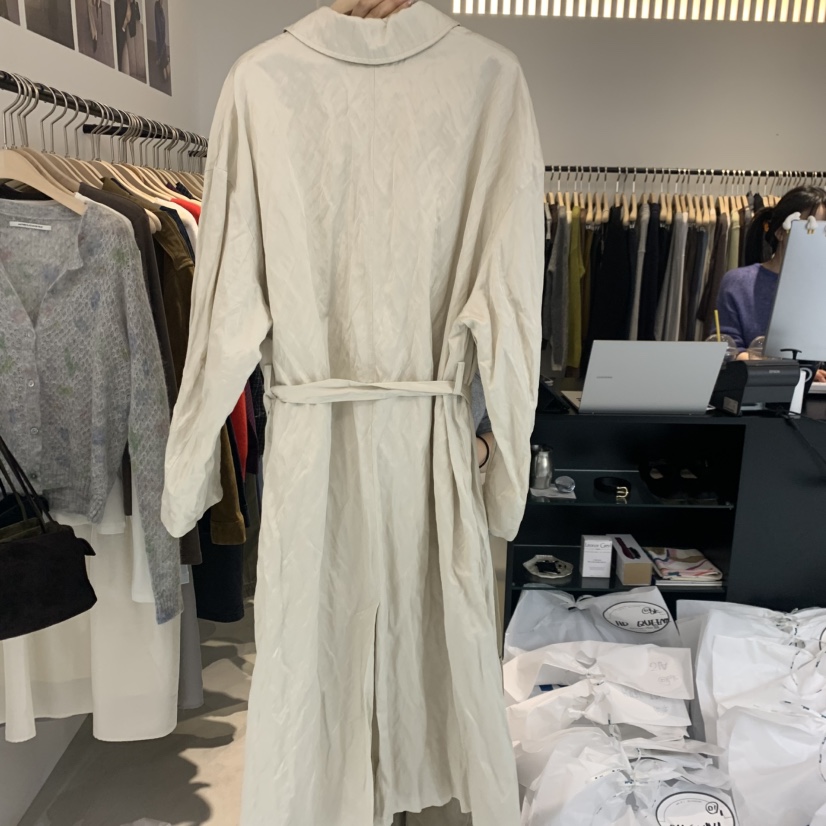 PLATE韓國直郵女士新品休閑時尚人氣真品推薦長款風衣含腰帶ANOTHER PLATE MOOD WEAR長款風衣
