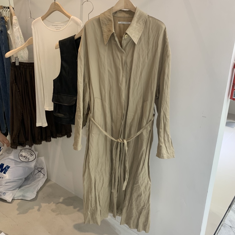 PLATE韓國直郵女士新品休閑時尚人氣真品推薦長款風衣含腰帶ANOTHER PLATE MOOD WEAR長款風衣圖色2