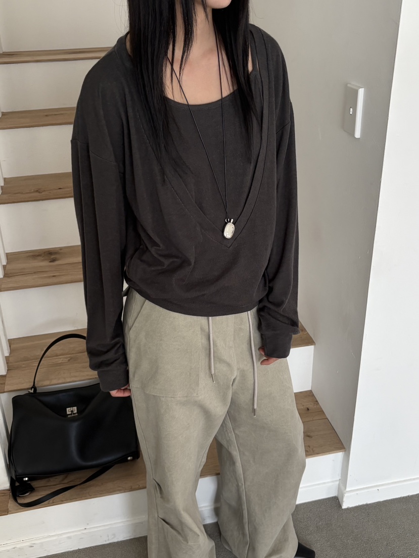 Verbena東大門代購女士新品休閑人氣推薦時尚套裝羊毛深VVerbena套裝