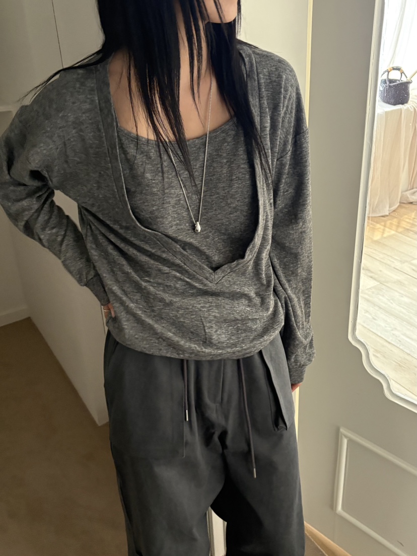 Verbena東大門代購女士新品休閑人氣推薦時尚套裝羊毛深VVerbena套裝