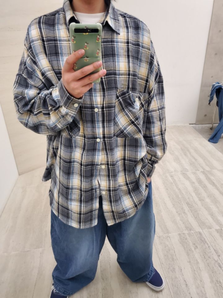 FARMERS MARKET東大門直郵女裝新品休閑襯衫蕾絲衫男女同款法蘭絨格子FARMERS MARKET襯衫/蕾絲衫