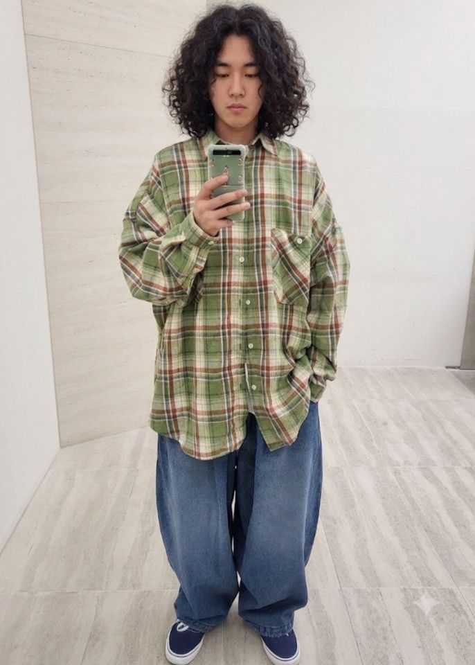 FARMERS MARKET東大門直郵女裝新品休閑襯衫蕾絲衫男女同款法蘭絨格子FARMERS MARKET襯衫/蕾絲衫