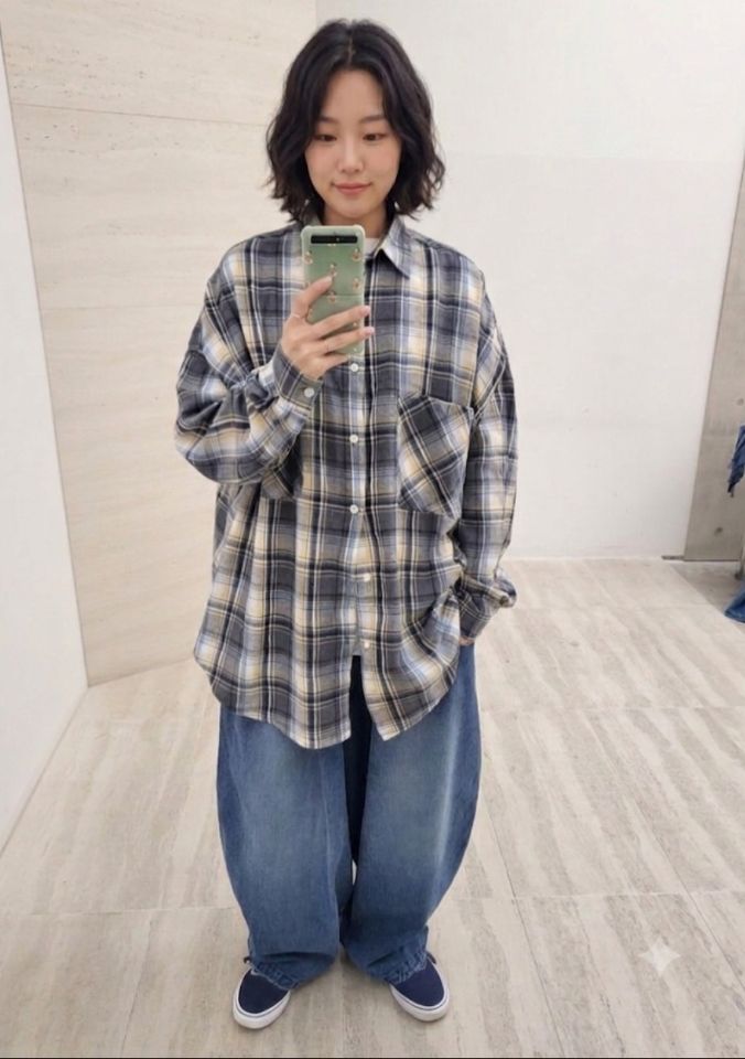 FARMERS MARKET東大門直郵女裝新品休閑襯衫蕾絲衫男女同款法蘭絨格子FARMERS MARKET襯衫/蕾絲衫