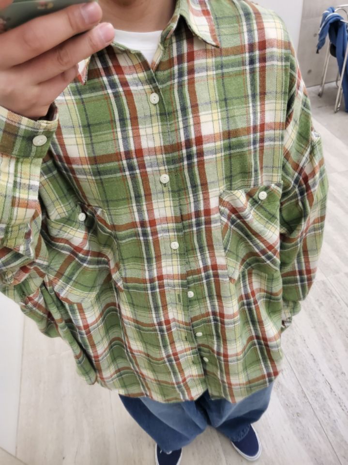 FARMERS MARKET東大門直郵女裝新品休閑襯衫蕾絲衫男女同款法蘭絨格子FARMERS MARKET襯衫/蕾絲衫