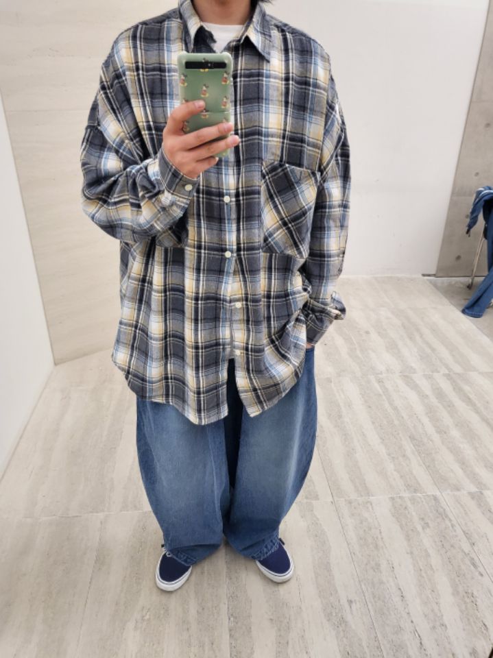 FARMERS MARKET東大門直郵女裝新品休閑襯衫蕾絲衫男女同款法蘭絨格子FARMERS MARKET襯衫/蕾絲衫