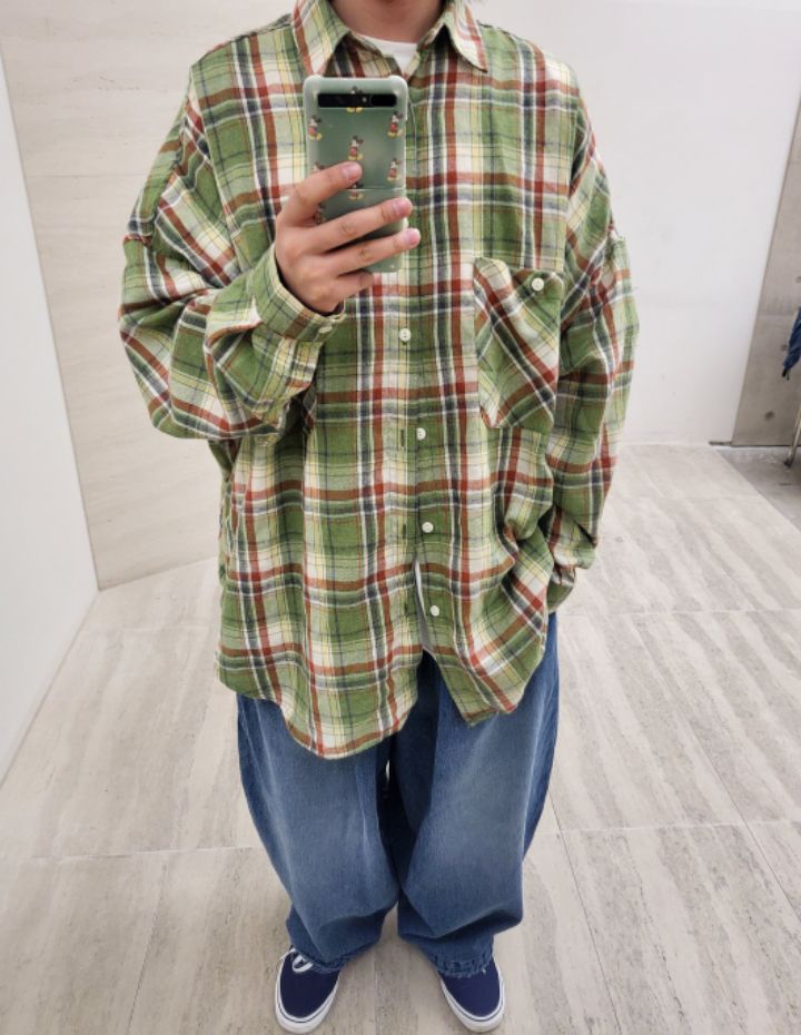 FARMERS MARKET東大門直郵女裝新品休閑襯衫蕾絲衫男女同款法蘭絨格子FARMERS MARKET襯衫/蕾絲衫