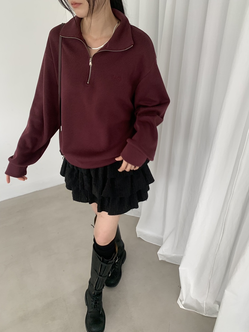 TRUE韓國代購女裝新品熱賣推薦真品休閑人氣時尚衛衣半拉鏈TRUE衛衣