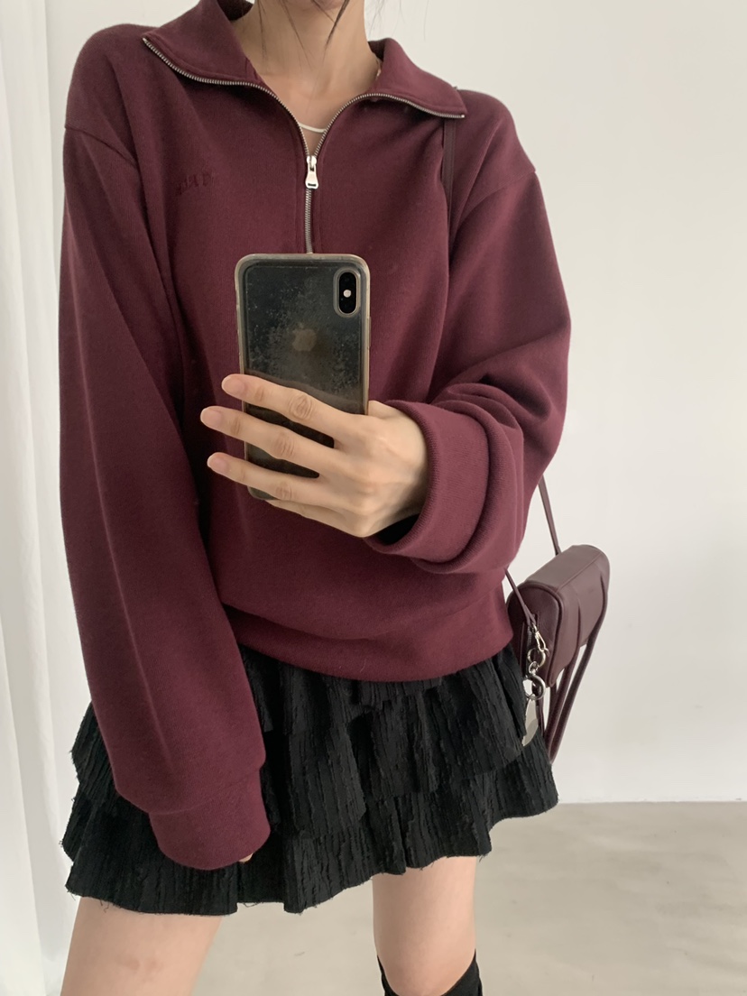 TRUE韓國代購女裝新品熱賣推薦真品休閑人氣時尚衛衣半拉鏈TRUE衛衣