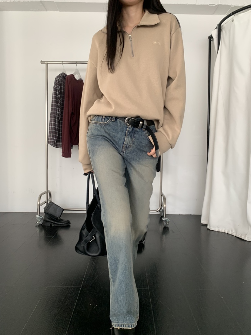 TRUE韓國代購女裝新品熱賣推薦真品休閑人氣時尚衛衣半拉鏈TRUE衛衣