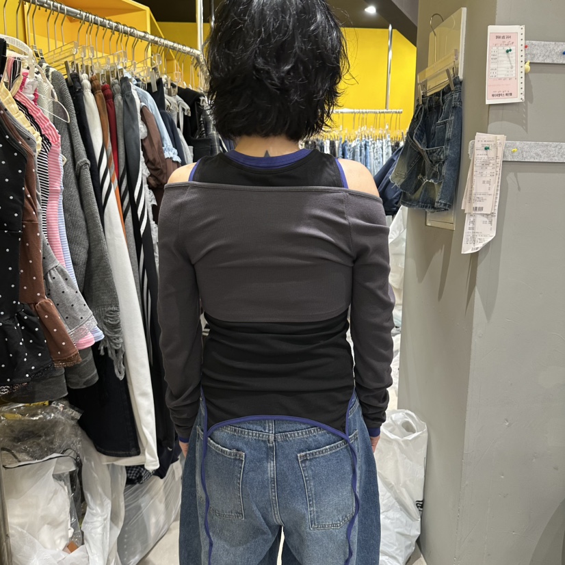 MOMAZU韓國代購女士新款休閑真品人氣推薦長袖T恤套裝撞色MOMAZU長袖T恤