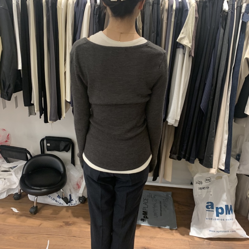 UNDERSTANDING韓國直郵女士新品休閑人氣針織衫假兩件雙面UNDERSTANDING針織衫